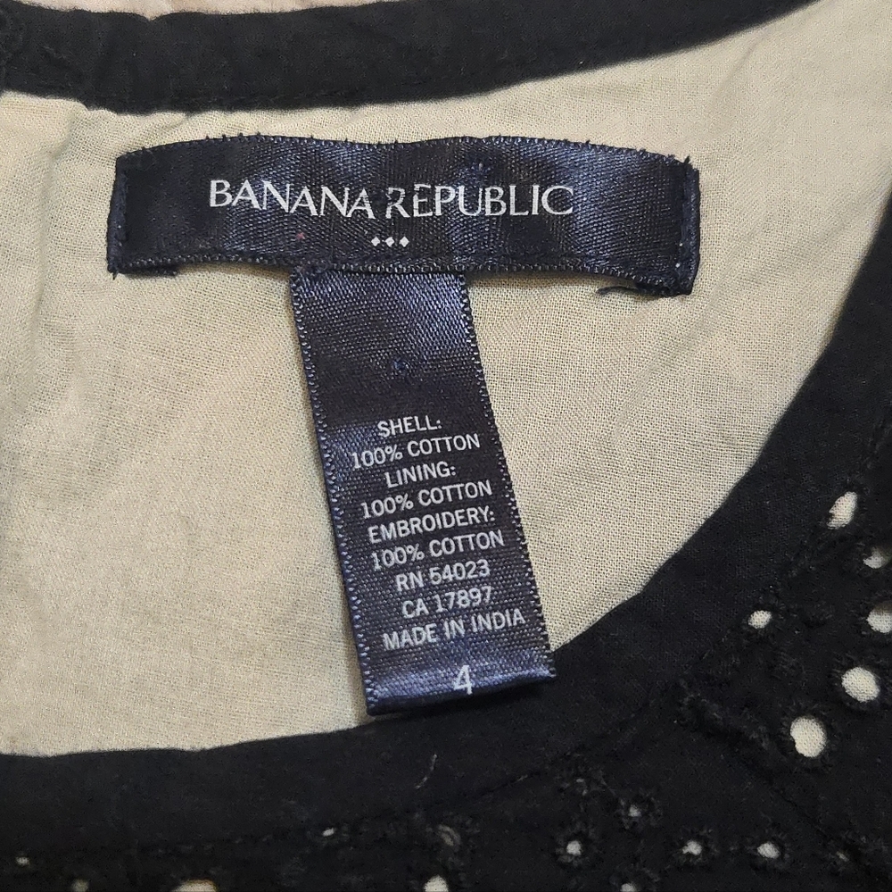 Banana Republic Black and Cream Overlay Circle Cutout Sleeveless Cotton Dress, 4 - Picture 2 of 8